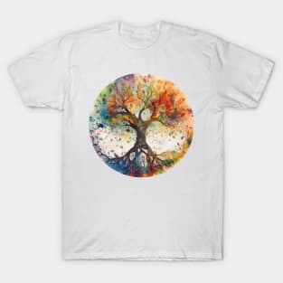 Tree of Life Elemental Magic Spiritual Watercolor Art T-Shirt